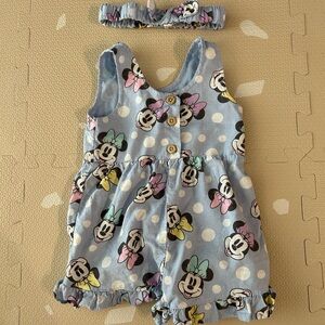 Disney Light Blue Baby Romper and Bow